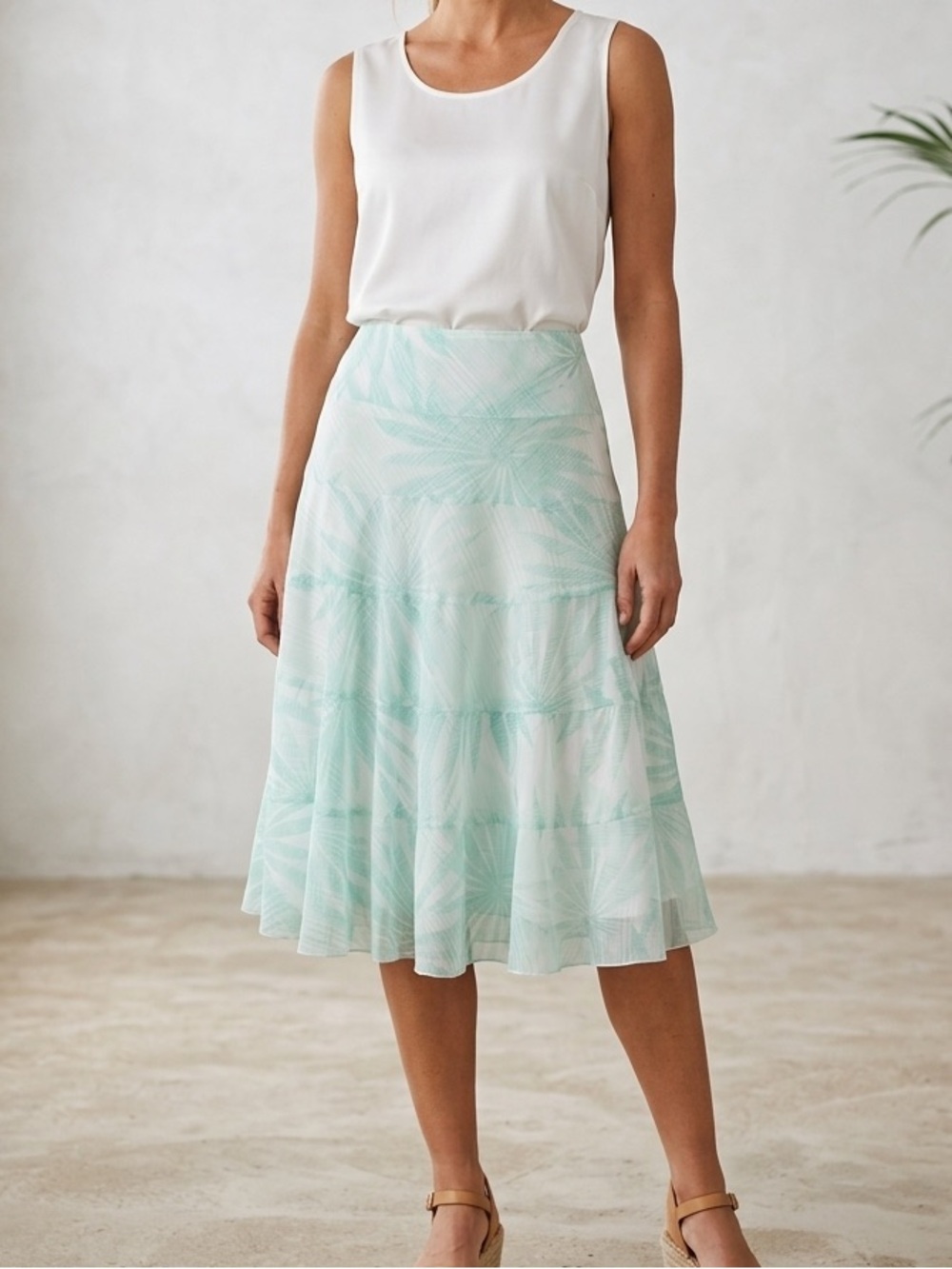 Ruby Rd.‎ Summer Vacation Printed Midi Skirt Size 14 XL Petite